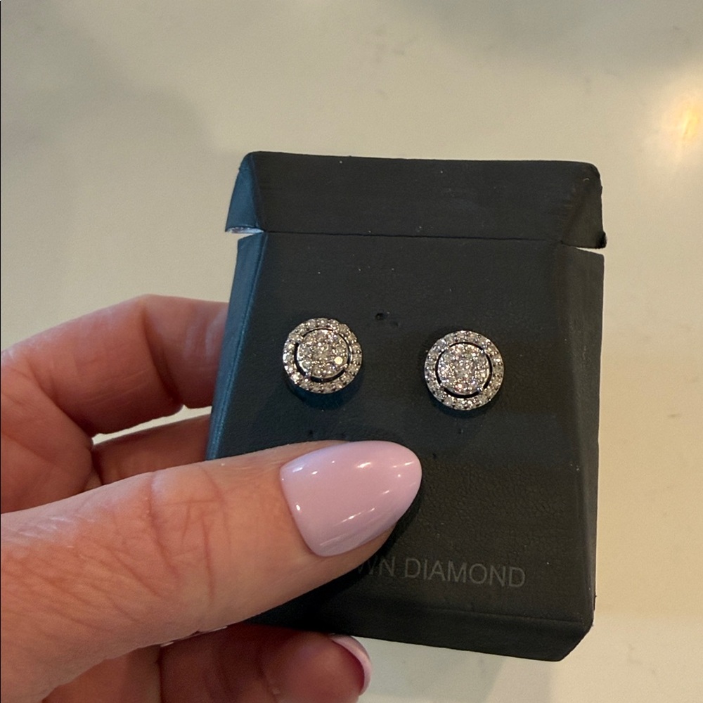 10K White Gold Lab Grown Diamond Halo Stud Earrings 3/4 CTW G-H